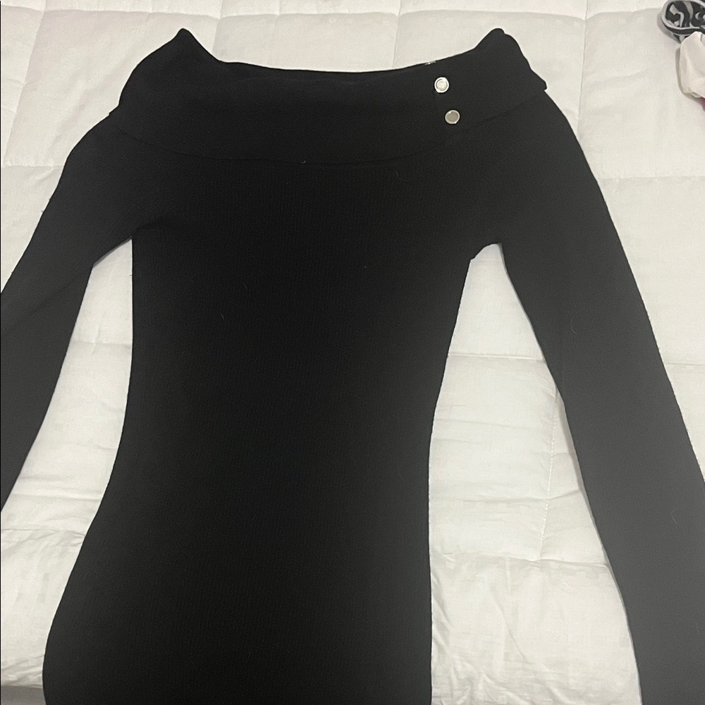 White House Black Market  Off-Shoulder Sweater with Button Detail